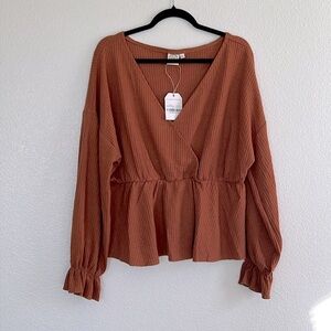 Peplum waffle knit top, size 2X